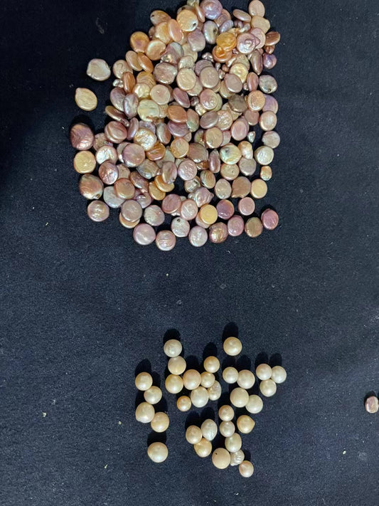 【Live-Gary】purple button-shaped Baroque Pearls(3-6 button baroque pearls+1 edison pearl)