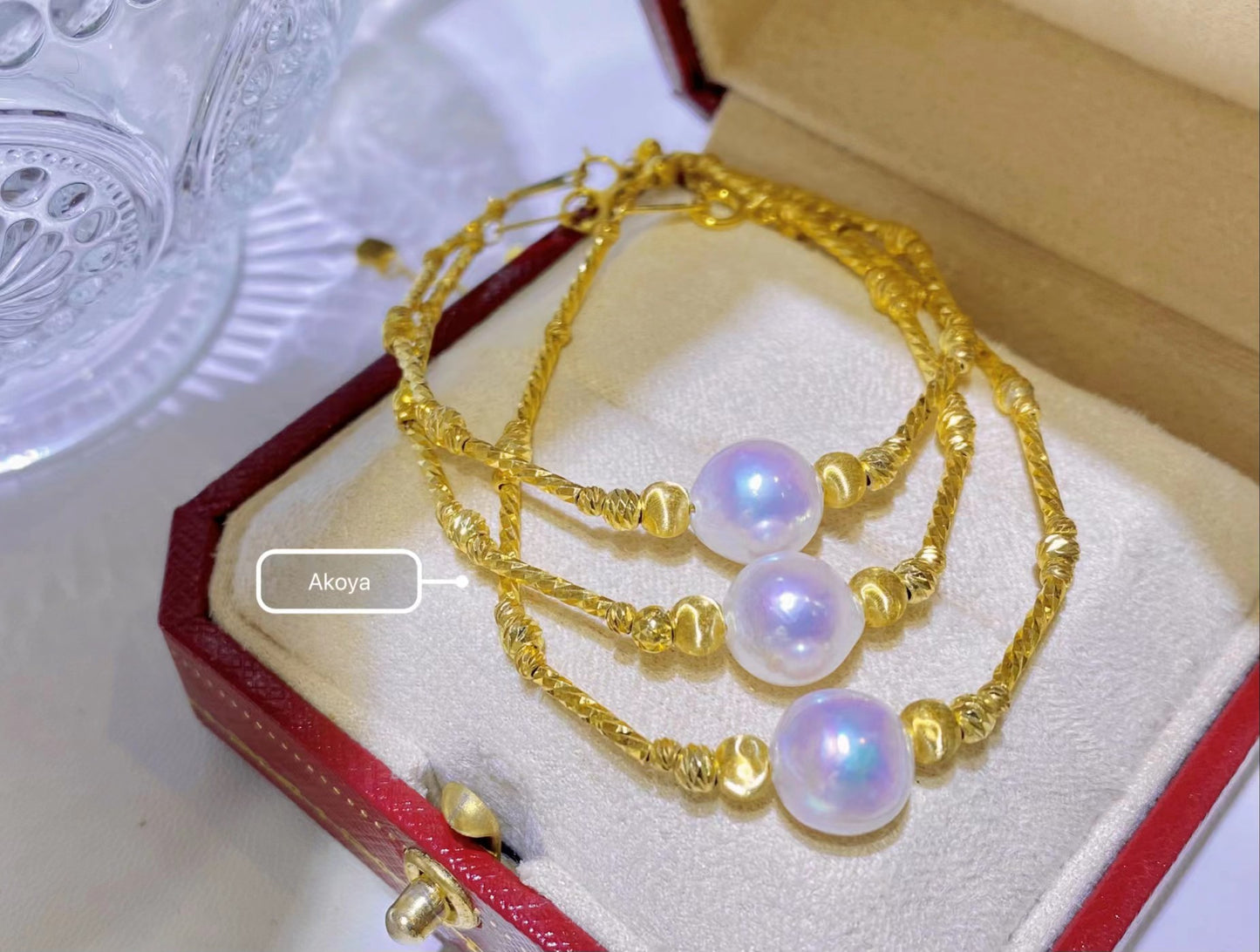 8-9mm Akoya Pearl Bamboo Joint Bracelet, S925 Setting