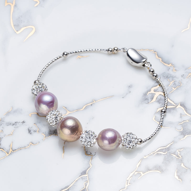 10-12mm Baroque Edison pearl Bracelet, S925 Sliver Setting