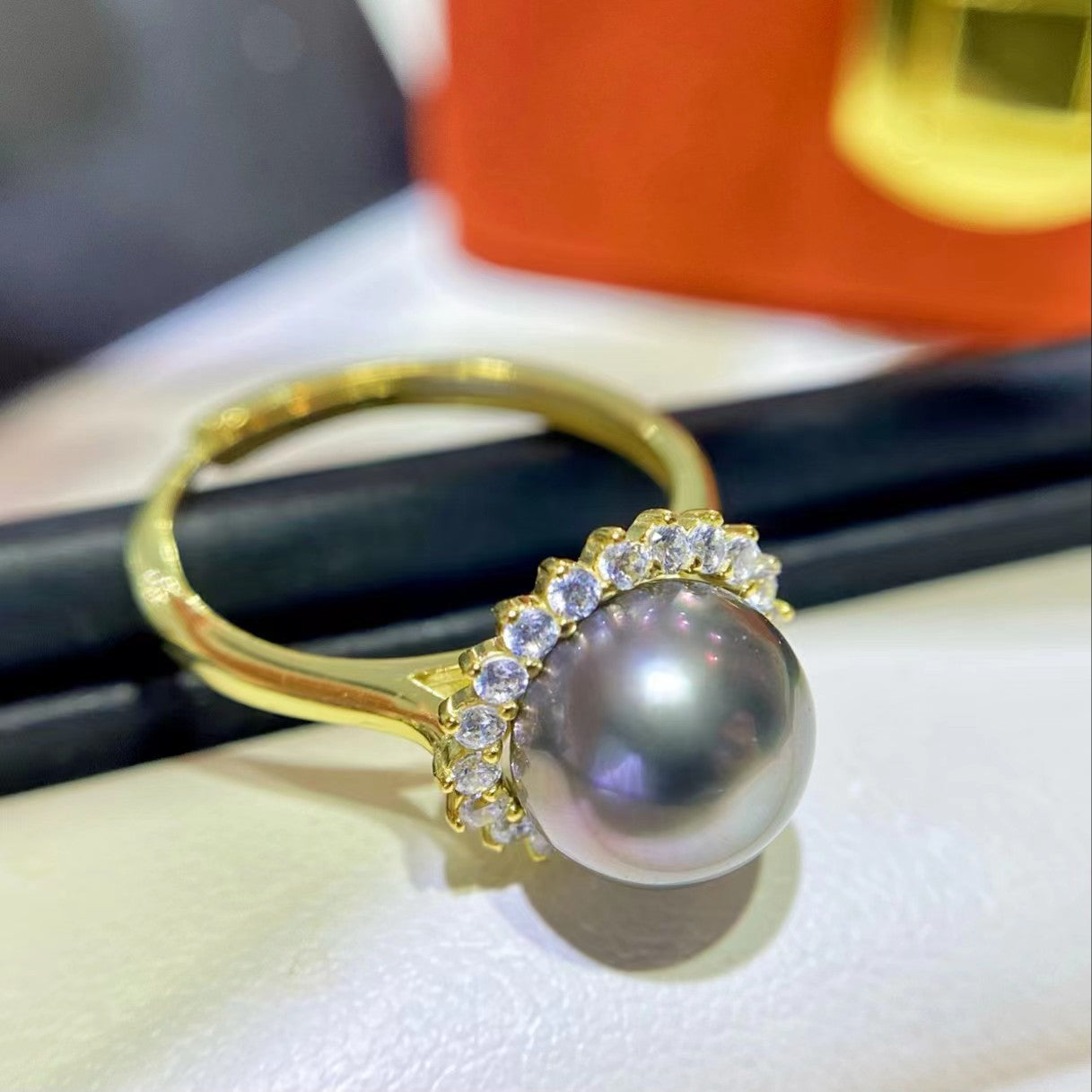 October 23-Special offer, 9-10mm Tahitian pearl ring, S925 setting, 18k gold plated.