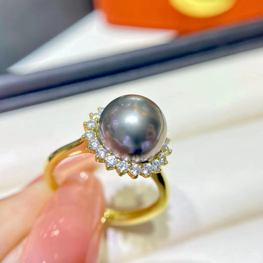 October 23-Special offer, 9-10mm Tahitian pearl ring, S925 setting, 18k gold plated.