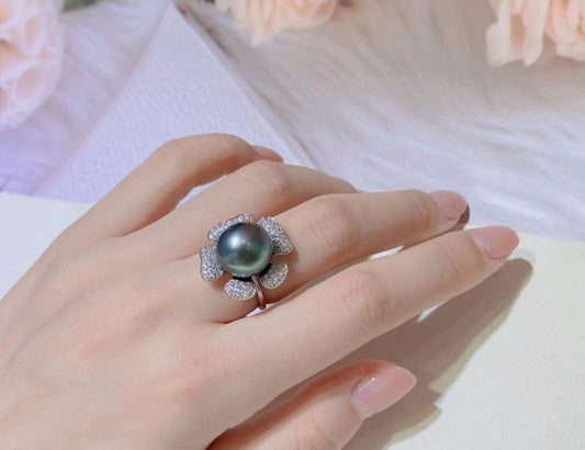 12-13mm Tahitian pearl ring, S925 setting