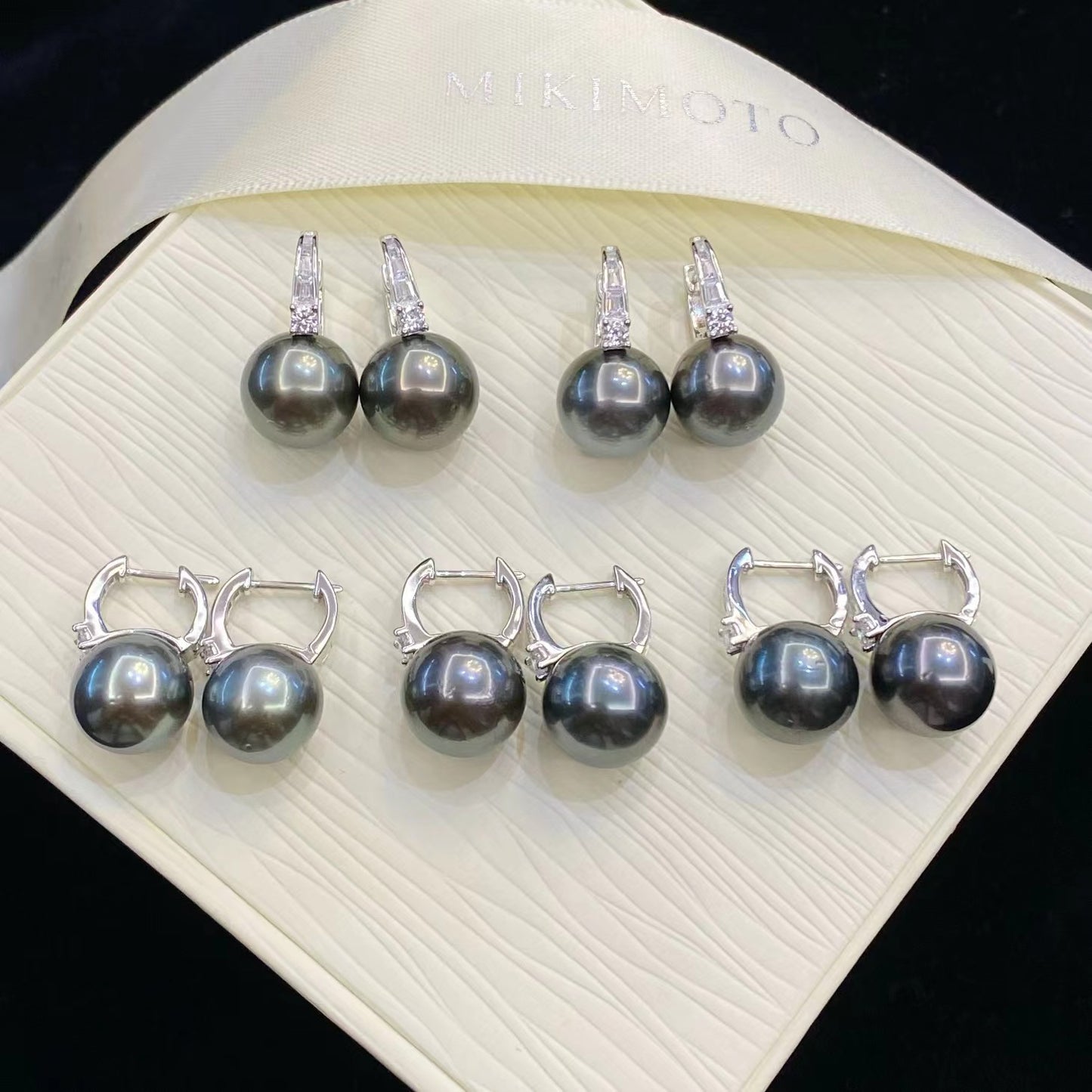 11-12mm Tahitian pearl earring, S925 setting