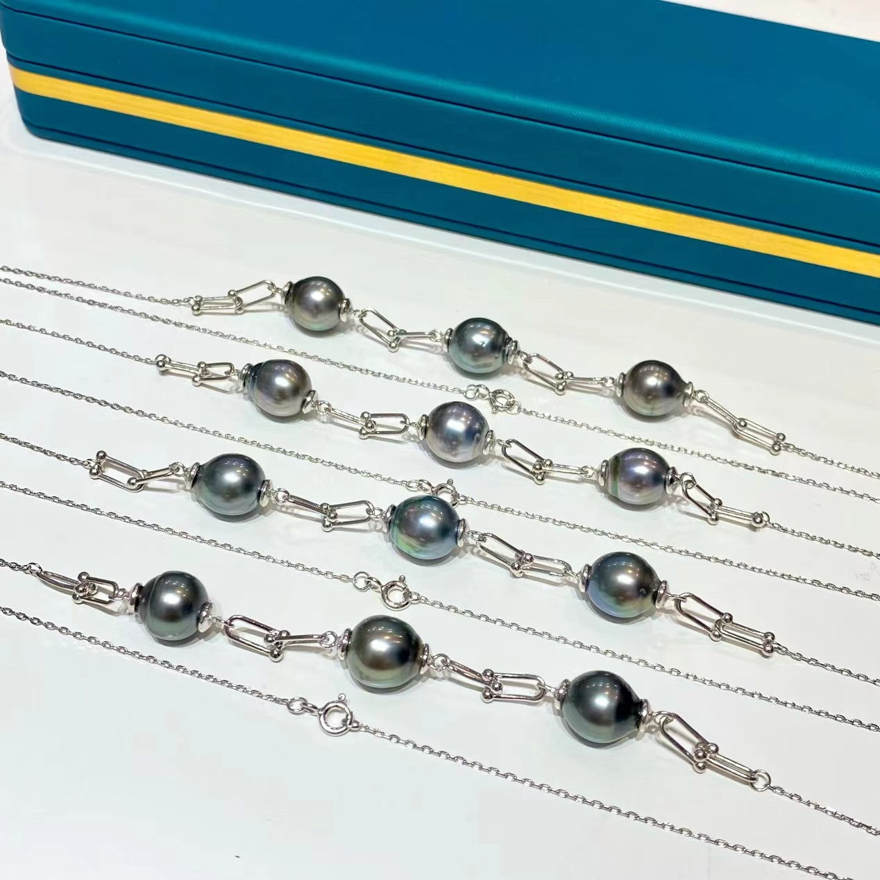 10-11mm Tear drop shape Tahitian pearl necklace, S925 setting