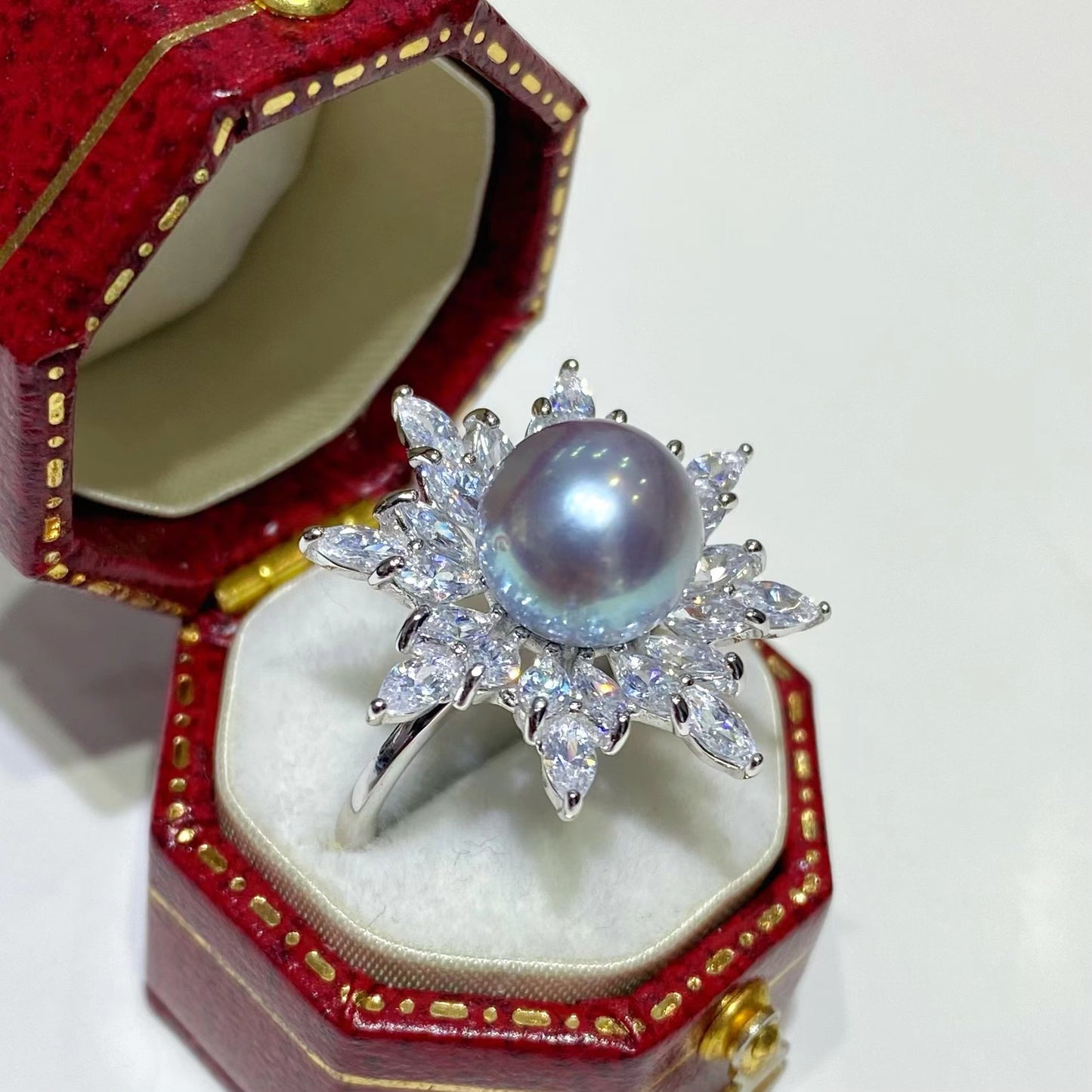 8-9mm Grey Akoya pearl ring, S925 setting