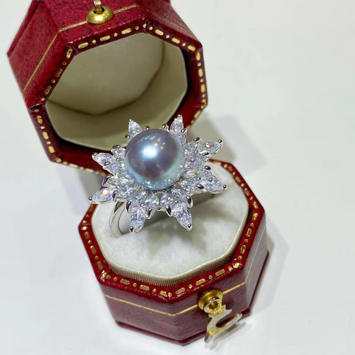 8-9mm Grey Akoya pearl ring, S925 setting