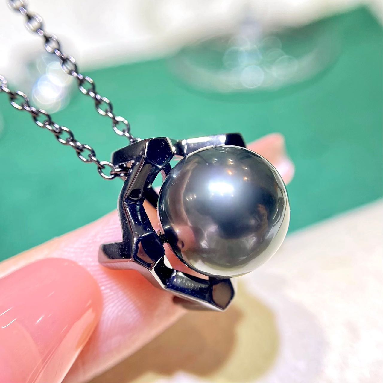 11-12mm M Tahitian pearl pendent, Black S925 setting