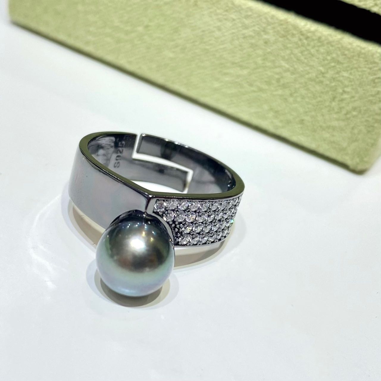 8-9mm Tahitian pearl ring, S925 setting