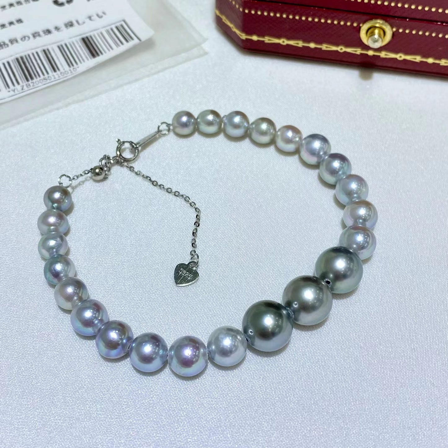 5-9mm Tahitian + Grey Akoya pearl bracelet, S925 setting