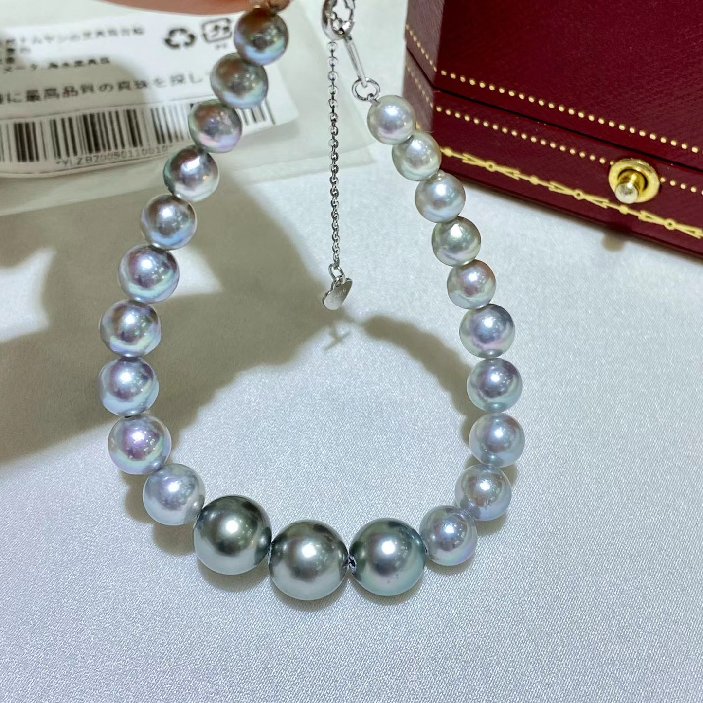 5-9mm Tahitian + Grey Akoya pearl bracelet, S925 setting