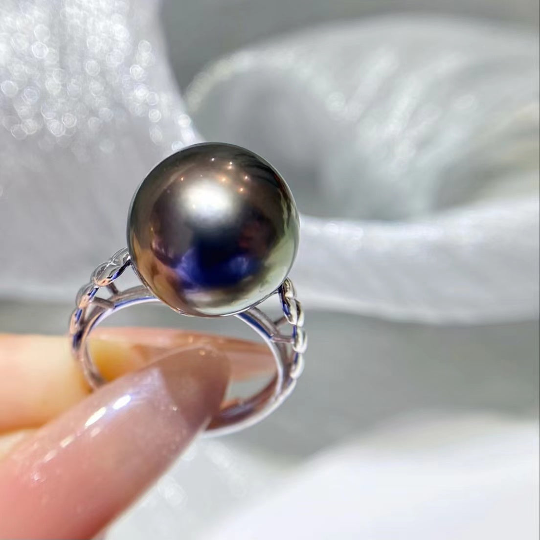 13-14mm Lady Boss Tahitian Pearl ring, S925 setting