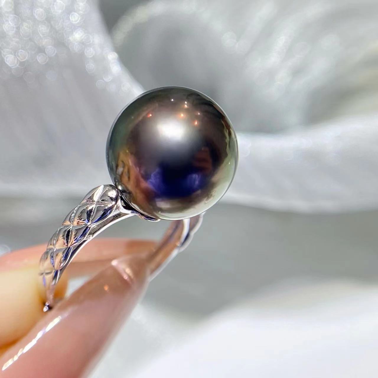 13-14mm Lady Boss Tahitian Pearl ring, S925 setting