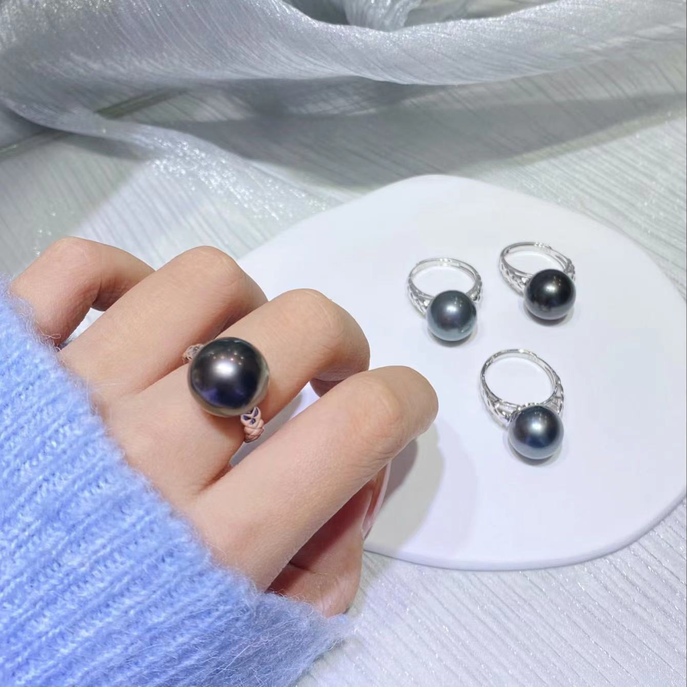 13-14mm Lady Boss Tahitian Pearl ring, S925 setting