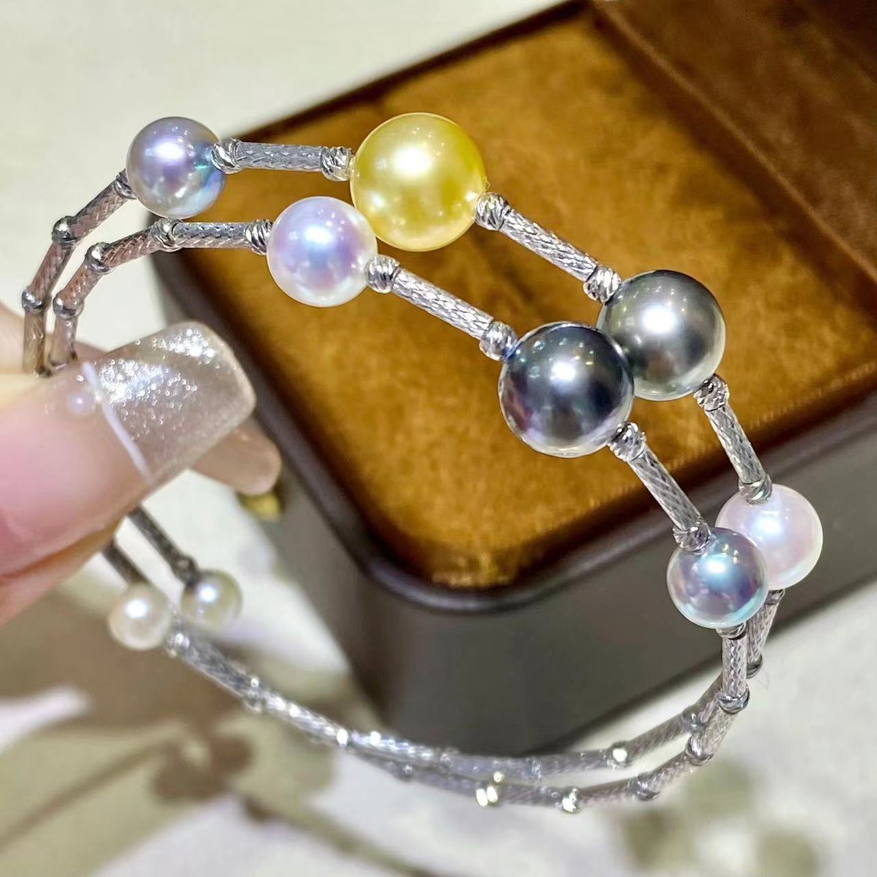 4-9mm Ocean Pearl Family Bangle, S925 Setting