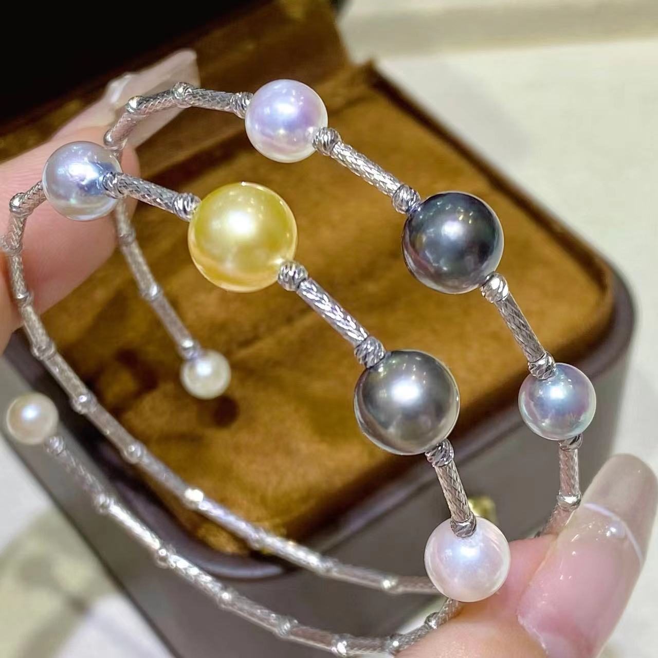 4-9mm Ocean Pearl Family Bangle, S925 Setting