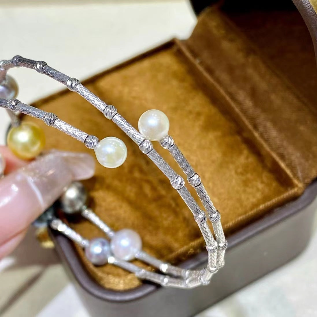 4-9mm Ocean Pearl Family Bangle, S925 Setting