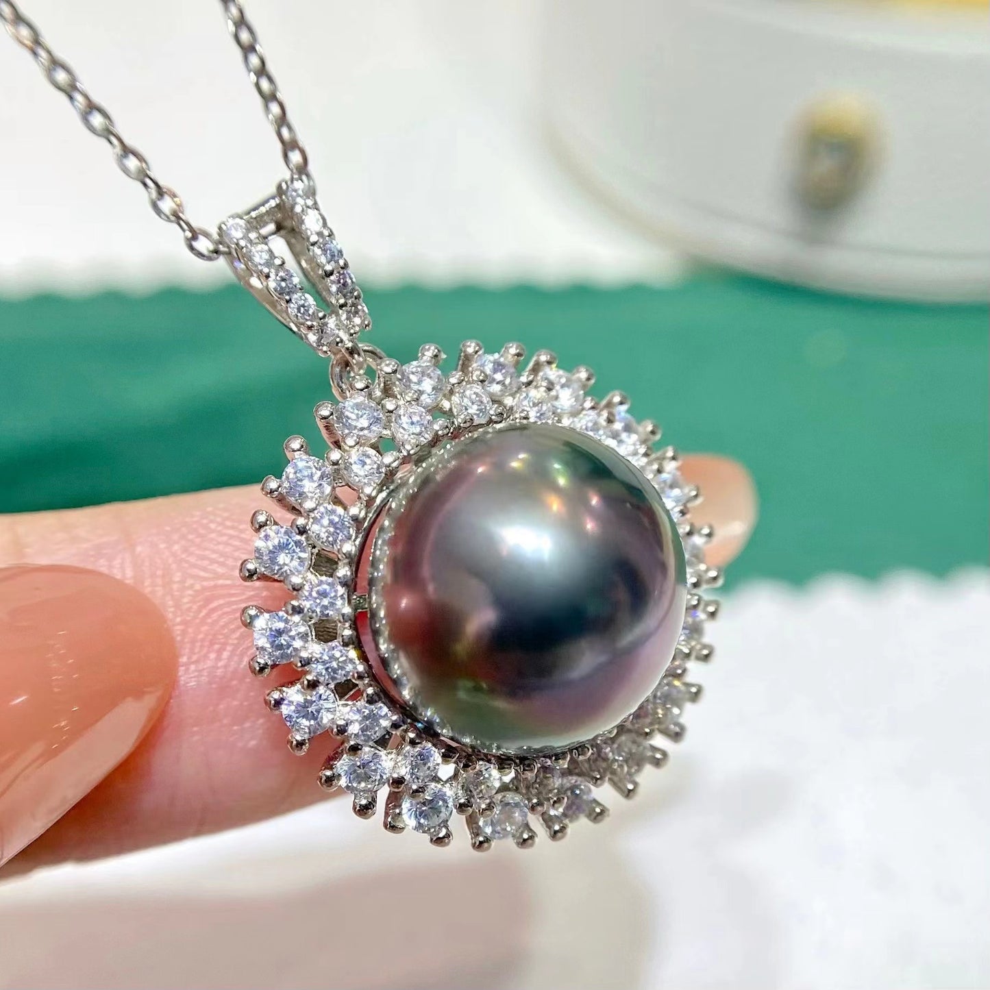 12-13mm Twinkle Flower Tahitian Pearl Pendent, S925 Setting