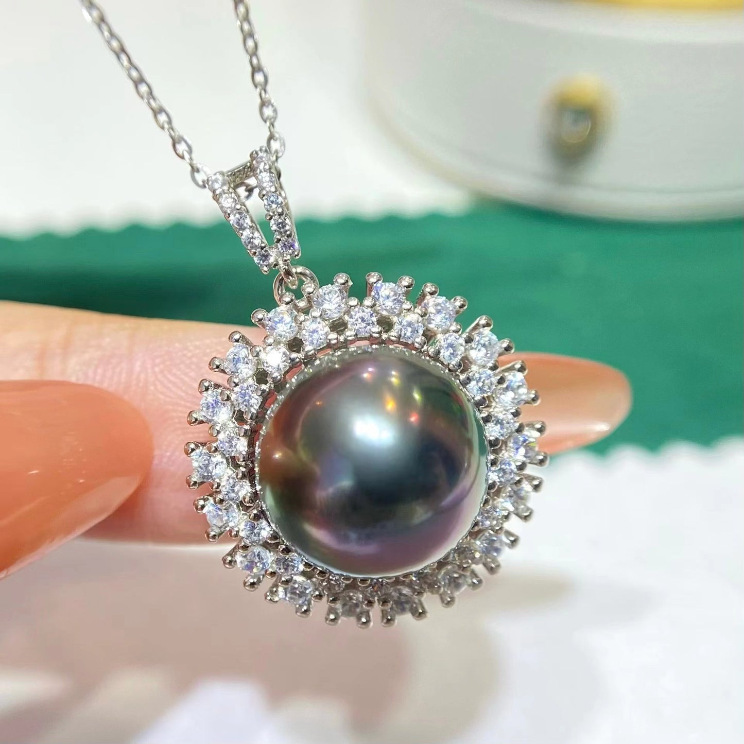 12-13mm Twinkle Flower Tahitian Pearl Pendent, S925 Setting