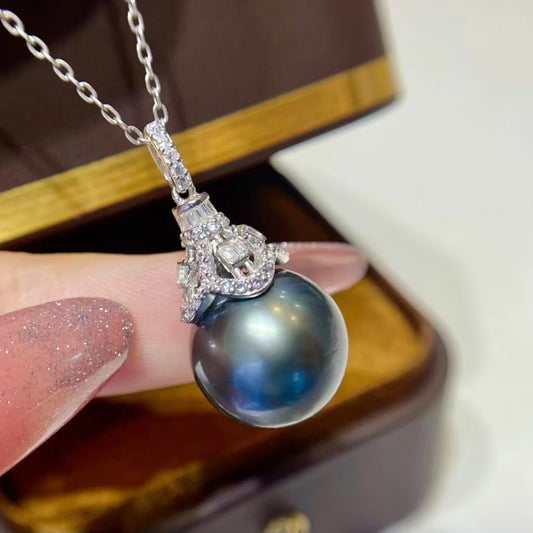 13-14mm Dragon Ball Tahitian Pearl Pendent, S925 Setting