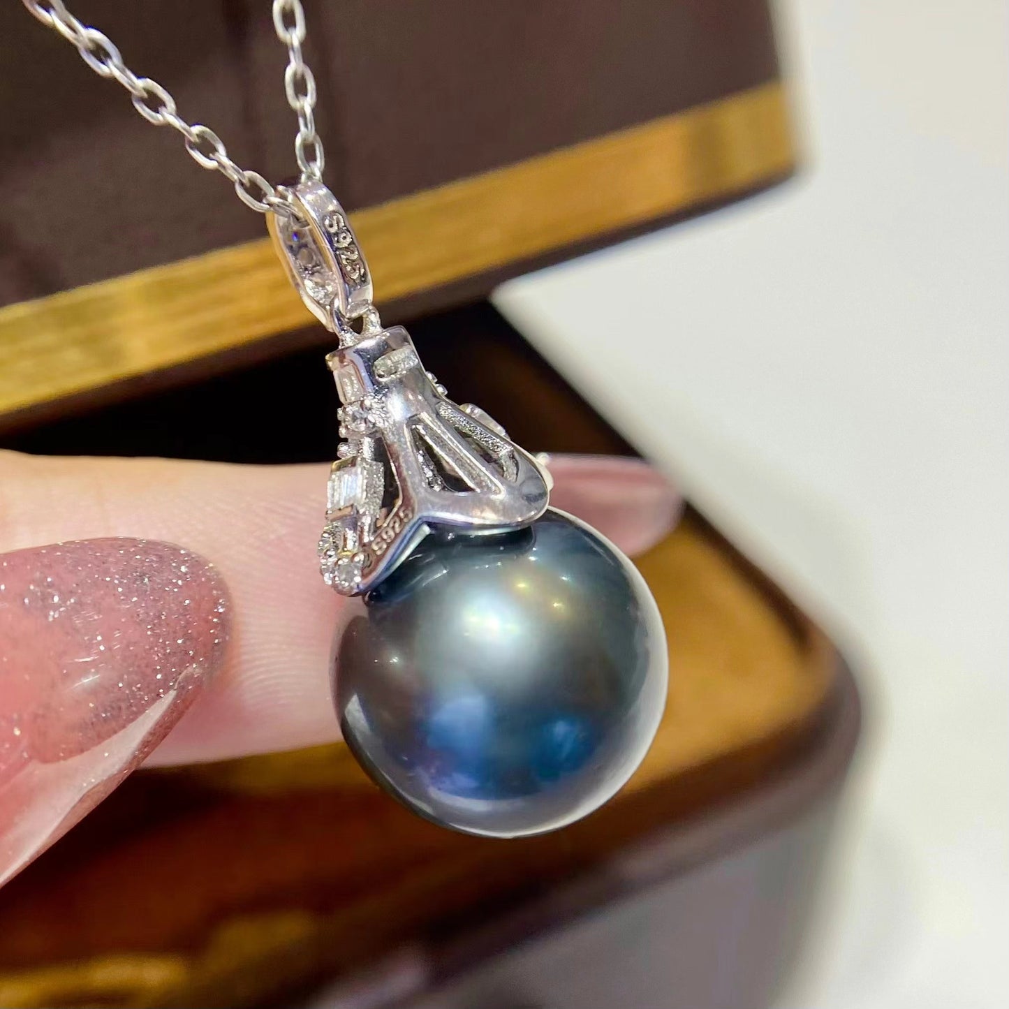 13-14mm Dragon Ball Tahitian Pearl Pendent, S925 Setting