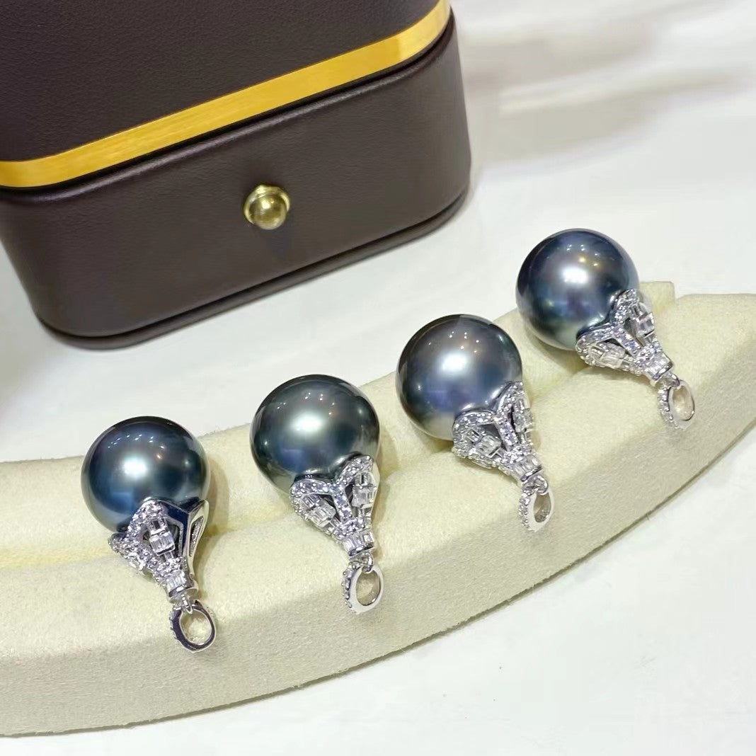 13-14mm Dragon Ball Tahitian Pearl Pendent, S925 Setting