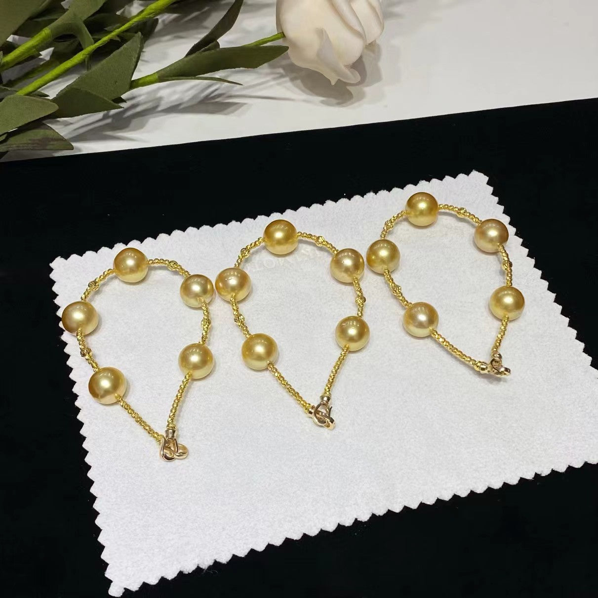 11-12mm Golden Pearl Bracelet, S925 Sliver Setting