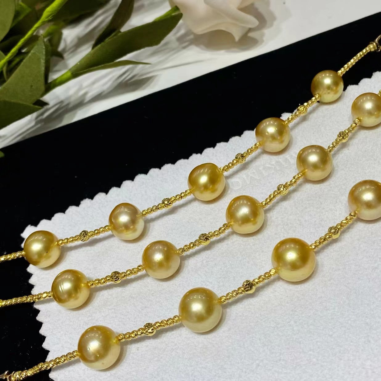 11-12mm Golden Pearl Bracelet, S925 Sliver Setting