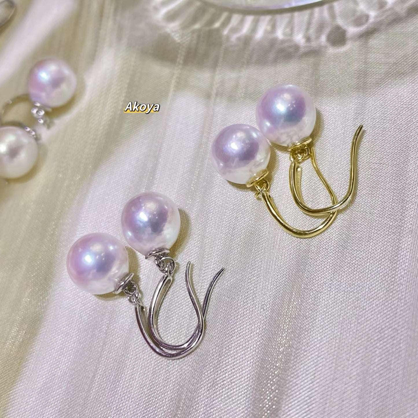 8-9mm Sakura Akoya Pearl Earring, S925 Sliver Setting