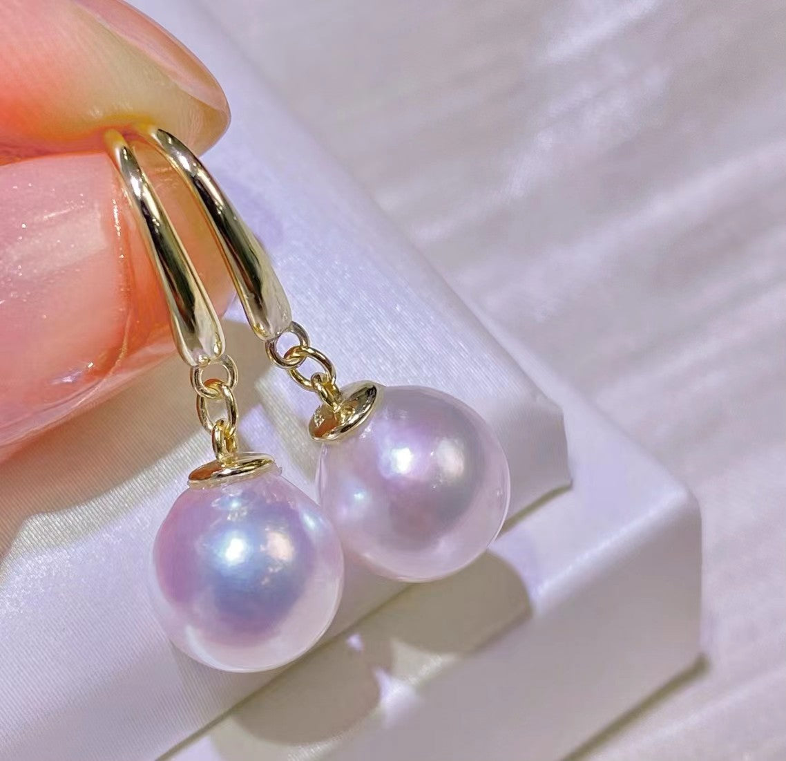 8-9mm Sakura Akoya Pearl Earring, S925 Sliver Setting