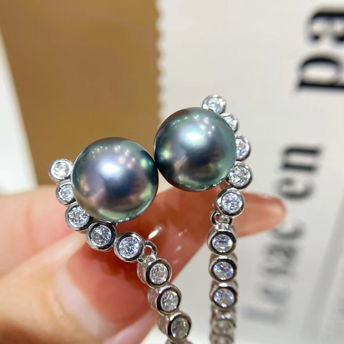 9-10mm Long Tassel Tahitian Pearl Earring, S925 Sliver Setting