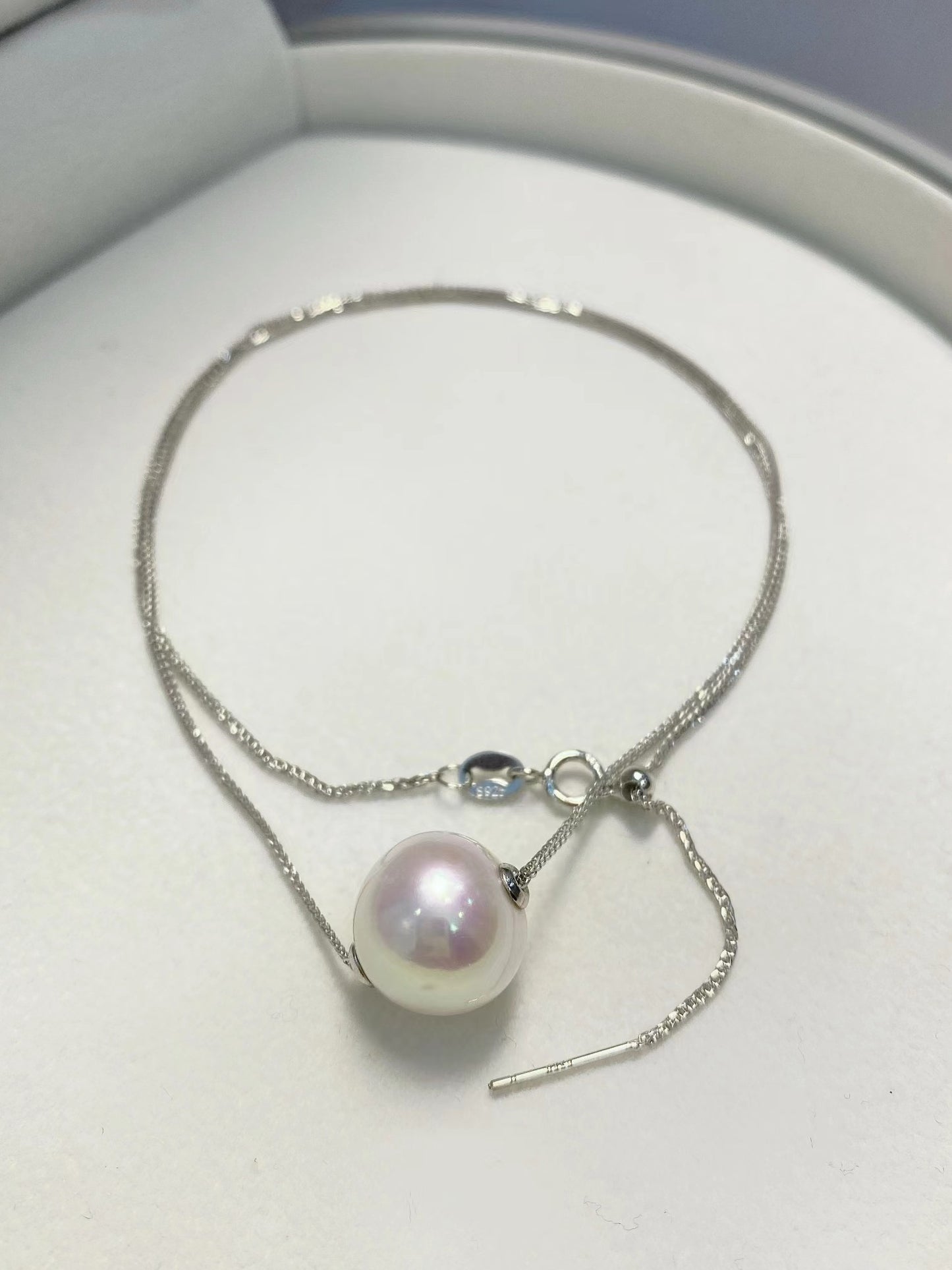 8-10/10-12mm Edison Pearl LuluTong Pendent(white/purple/champagne randomly), S925 Sliver Setting