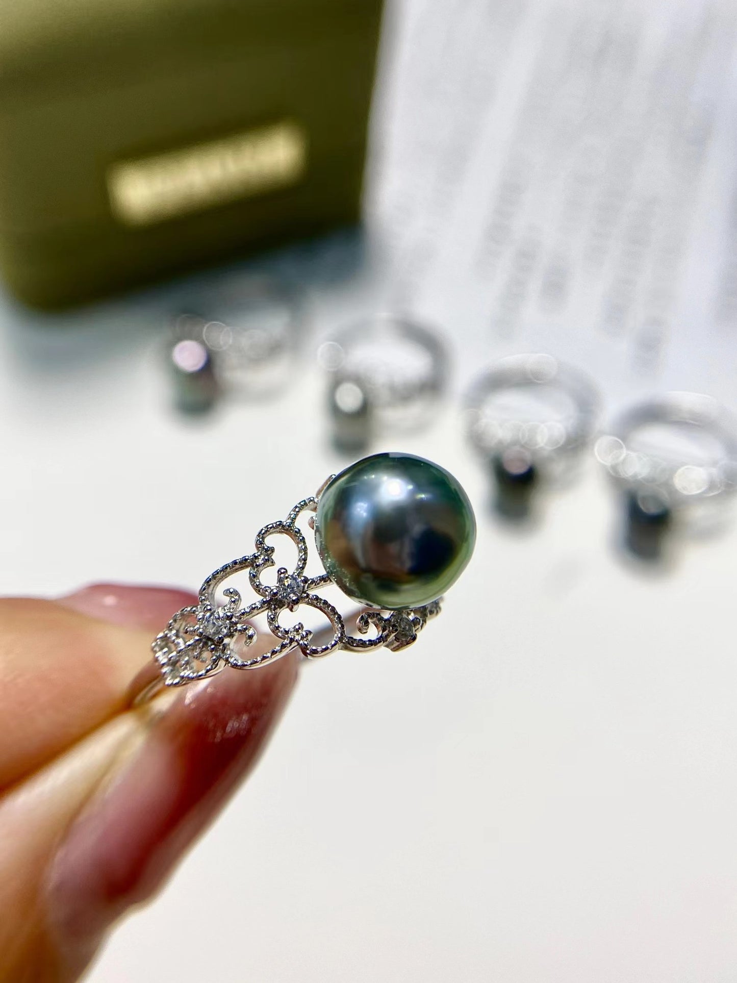 9-10mm Baroque Tahitian Pearl Lace Ring