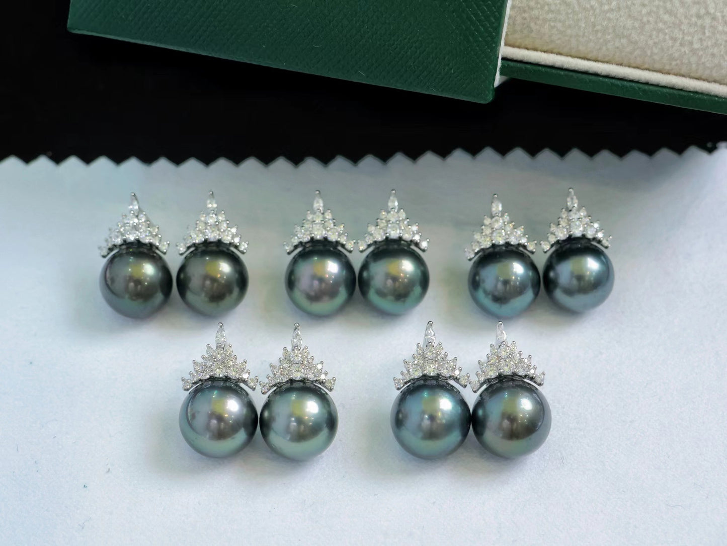 11-12mm Tahitian Pearl Snow Queen Pearl Earring, S925 Sliver Setting