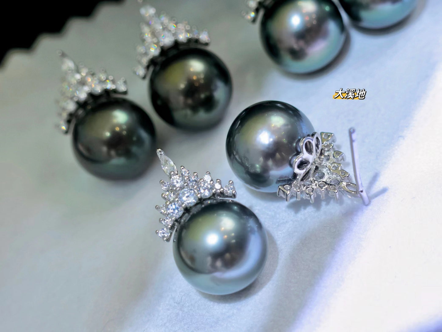 11-12mm Tahitian Pearl Snow Queen Pearl Earring, S925 Sliver Setting