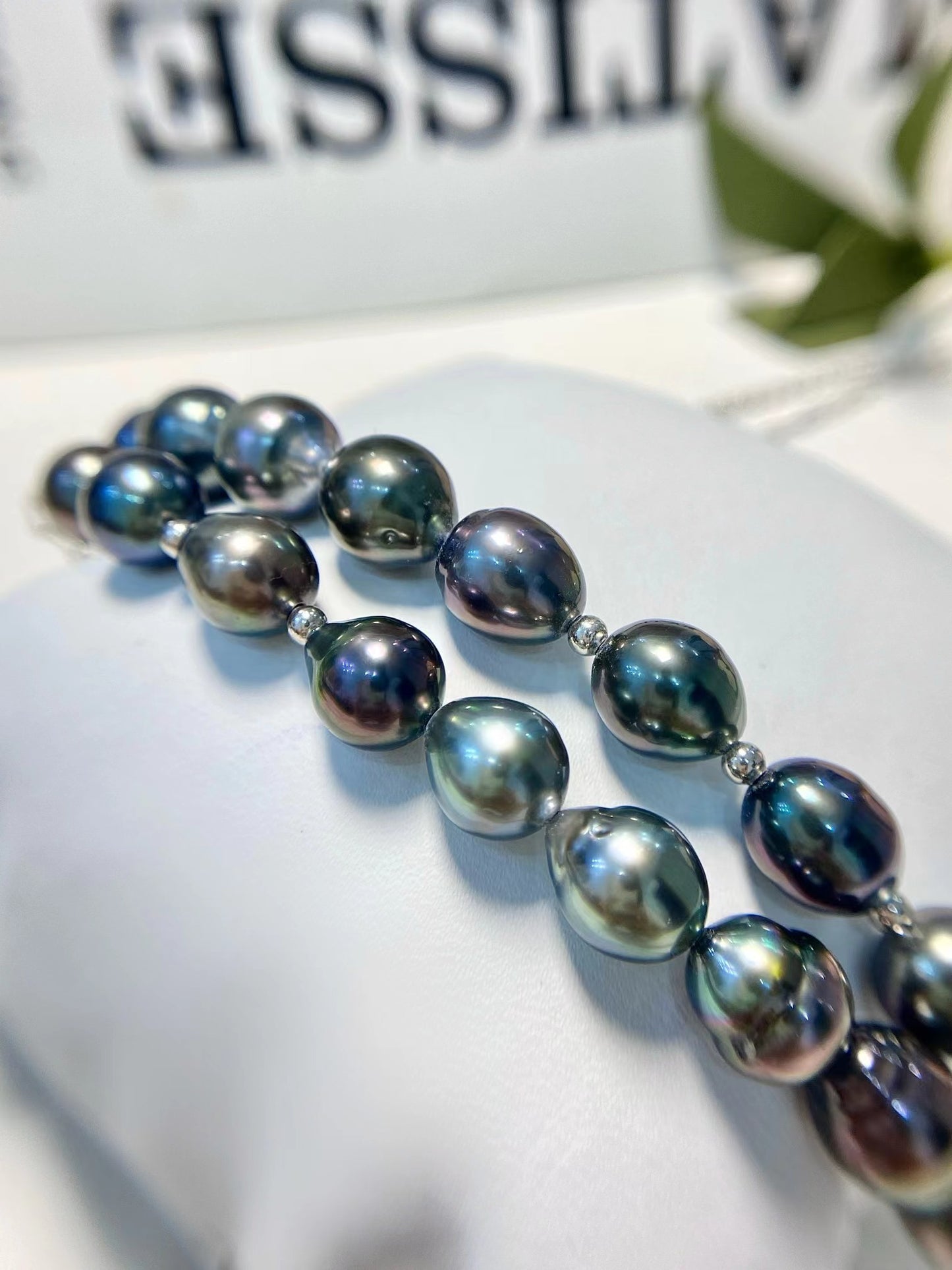 8-9mm Baroque Tahitian Pearl Necklace, S925 Sliver Setting