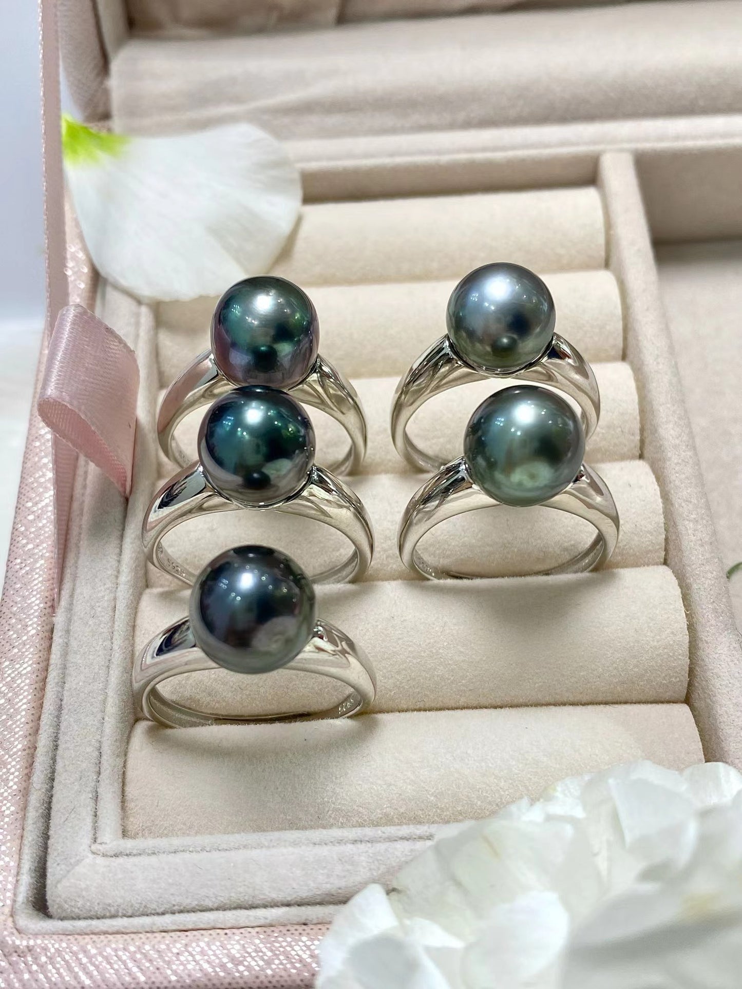 9-10mm Tahitian Pearl Stylish Ring, S925 Sliver Setting