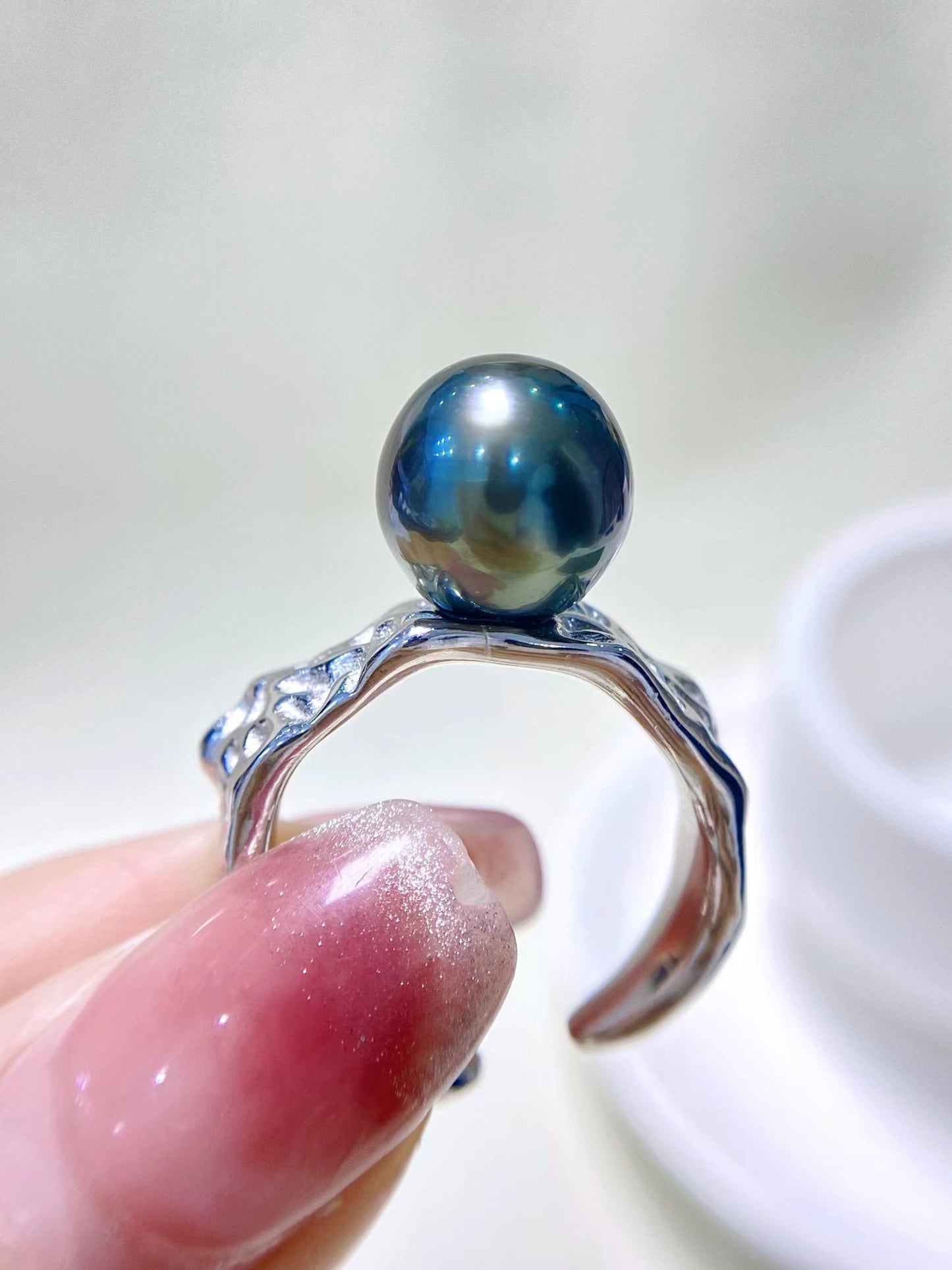 10-11mm Tahitian Pearl Stylish Ring, S925 Sliver Setting