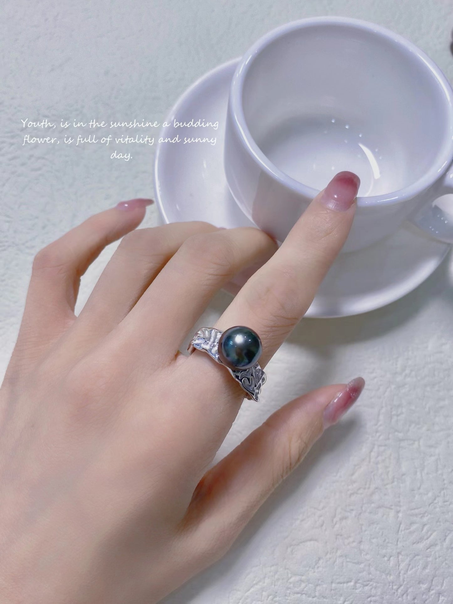 10-11mm Tahitian Pearl Stylish Ring, S925 Sliver Setting