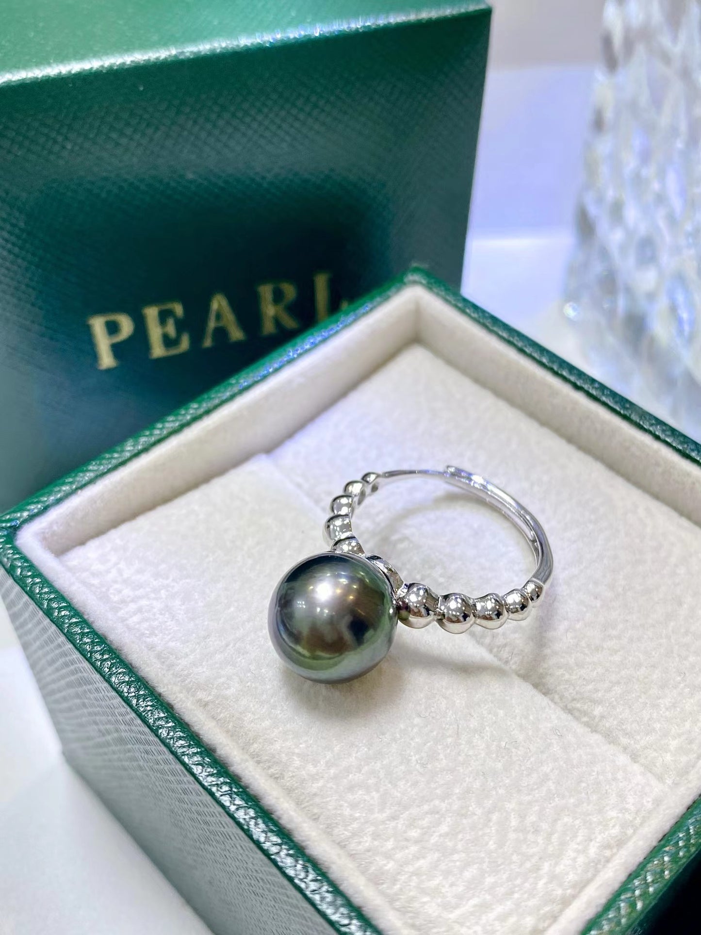 10-11mm Tahitian Pearl Meteor Ring, S925 Sliver Setting