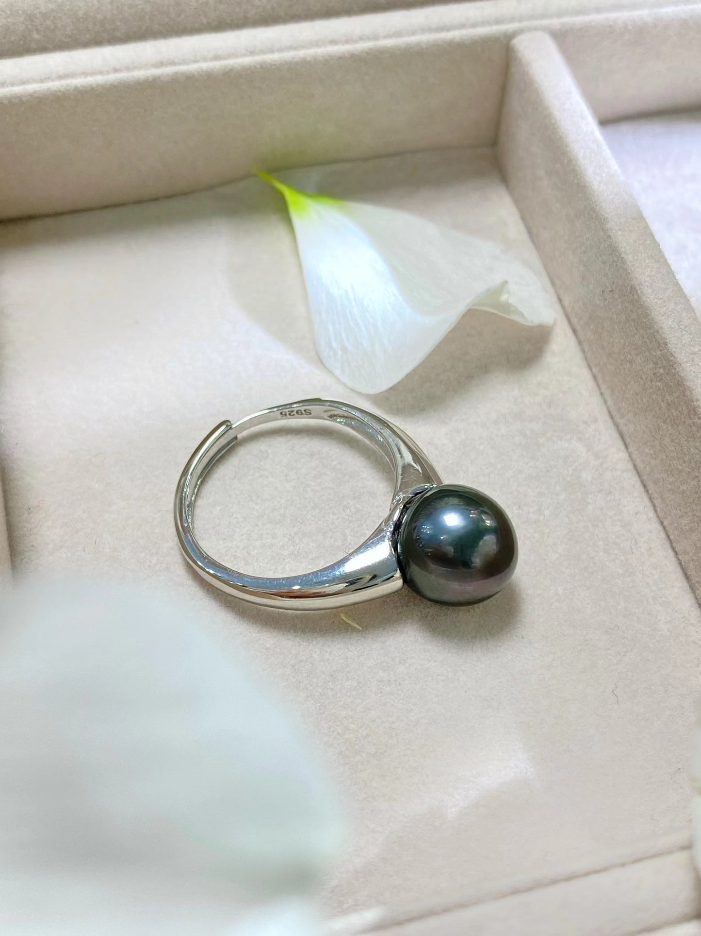 9-10mm Tahitian Pearl Stylish Ring, S925 Sliver Setting