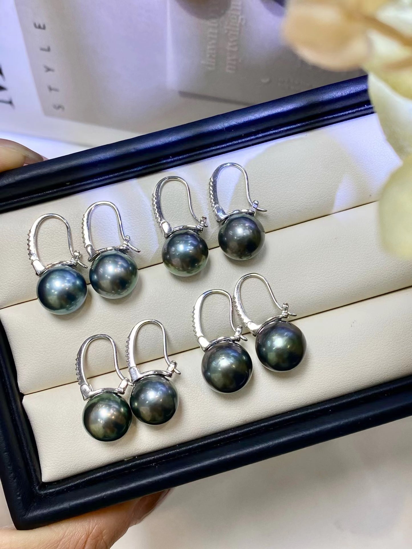 10-11mm Tahitian Pearl Clip Earring, S925 Sliver Setting