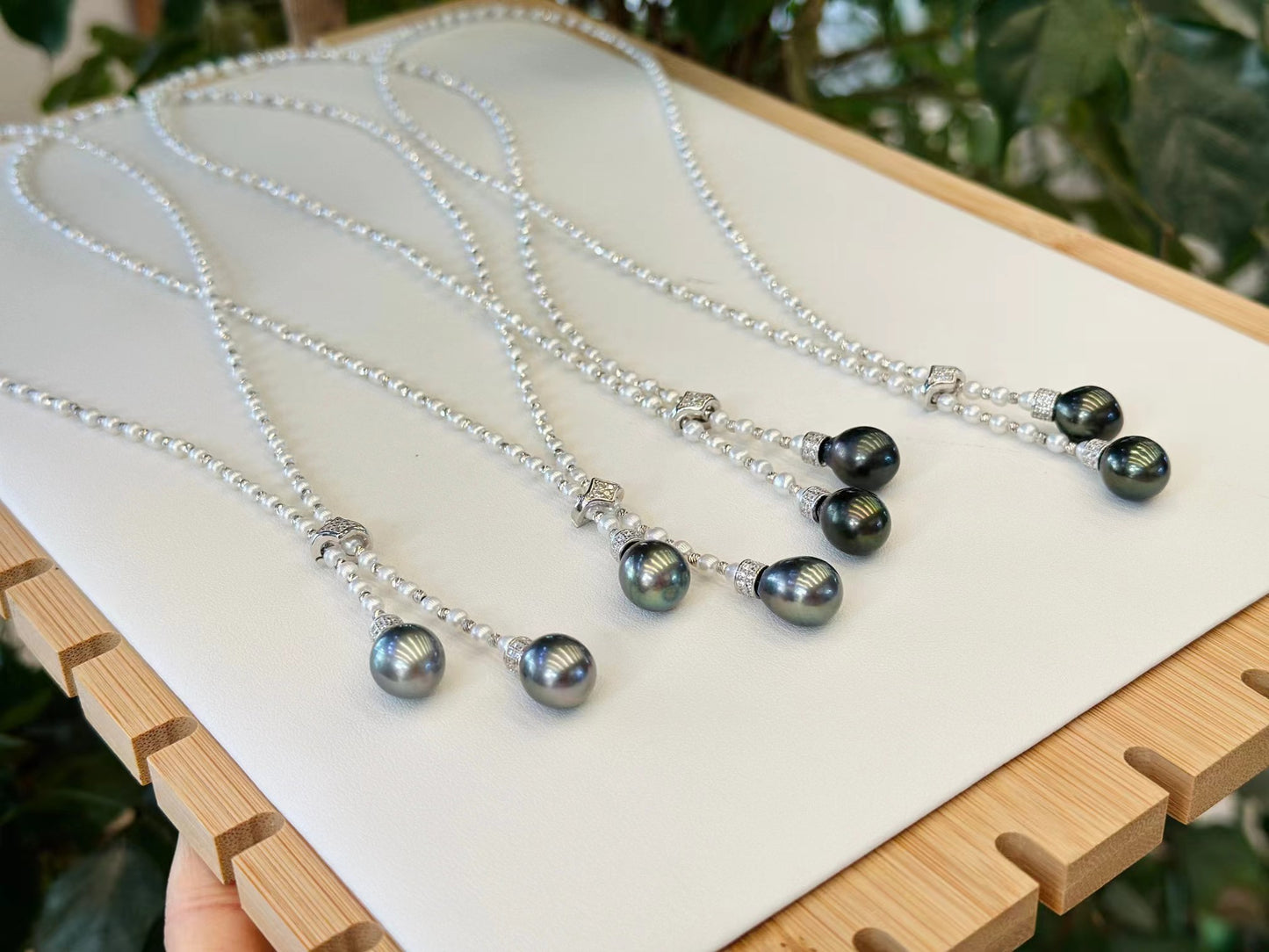 3-4mm/10-11mm Normal Pearl + Baroque Tahitian Pearl Necklace, S925 Sliver Setting