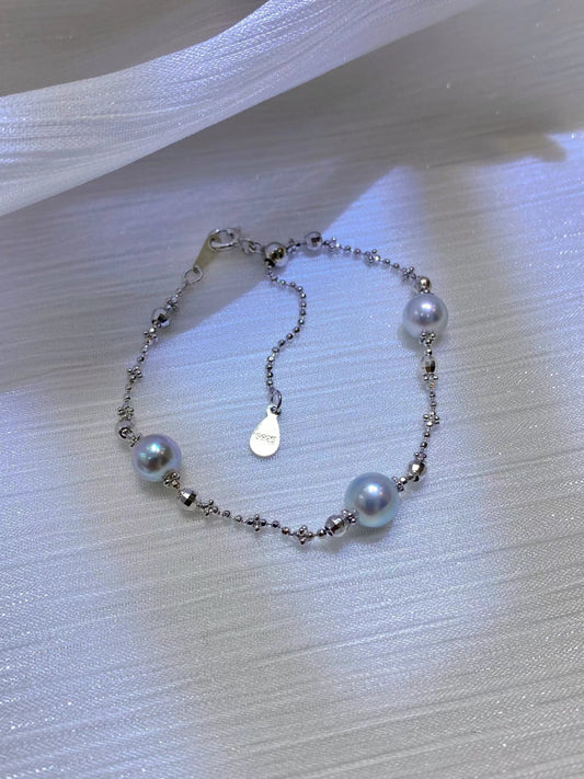 6-7mm Grey Akoya Pearl Bracelet, S925 Sliver Setting