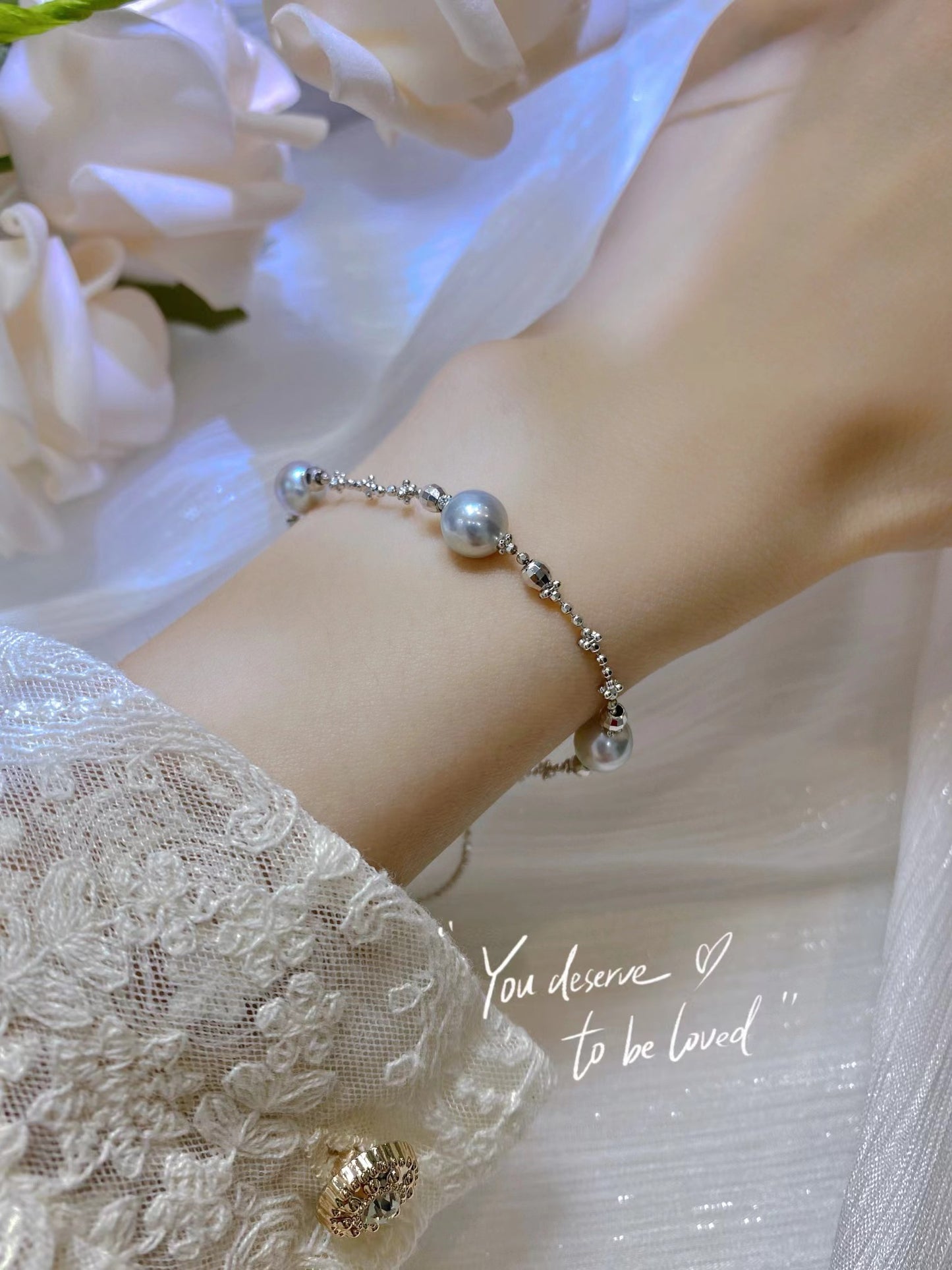 6-7mm Grey Akoya Pearl Bracelet, S925 Sliver Setting