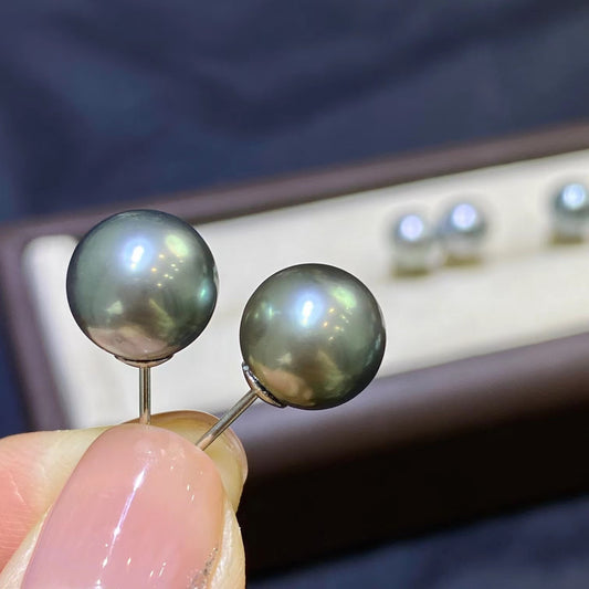 9-10mm Tahitian pearl earring, S925 setting