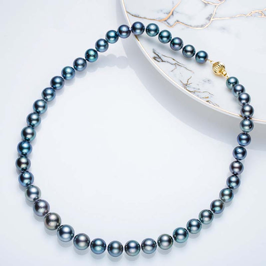 Solid 14K Gold 9-11mm Tahitian pearl necklace
