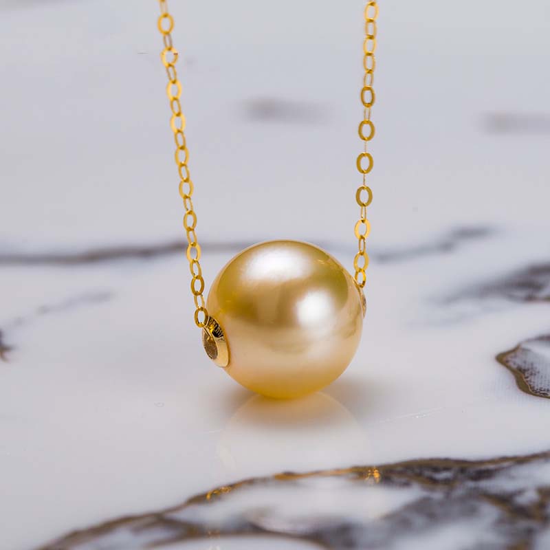 【Gary】18k gold Golden pearl bead pendant