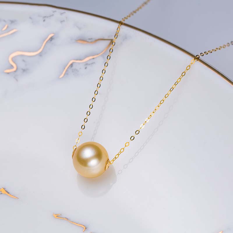 【Gary】18k gold Golden pearl bead pendant