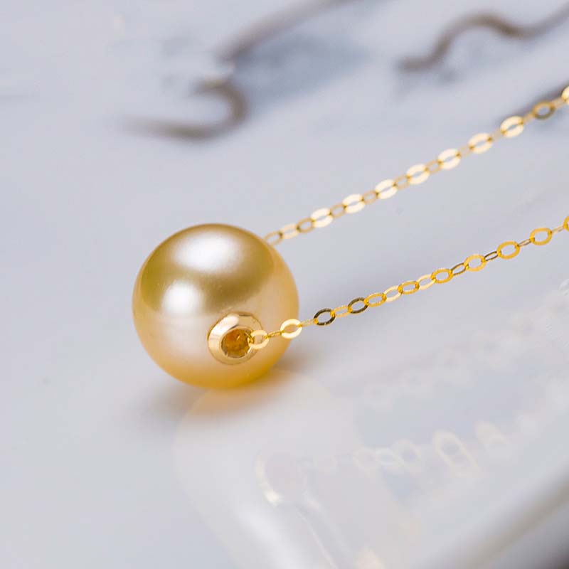 【Gary】18k gold Golden pearl bead pendant